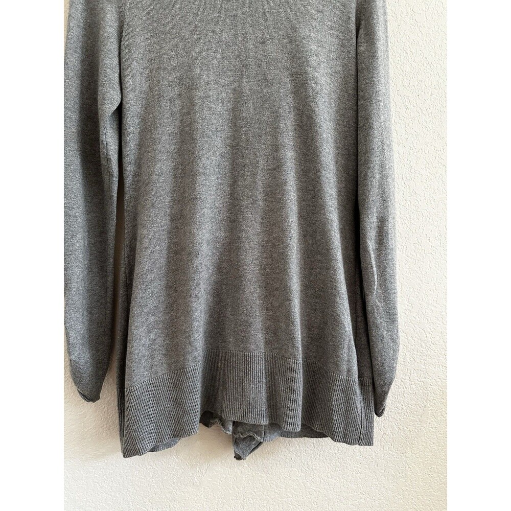 Etcetera Gray Cotton Cashmere Ruffled 2 Pockets Cardigan Sweater Size M - Picture 11 of 14